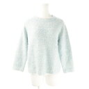 【中古】アトリエシックス ATELIER SIX ニット セーター シャギー ラウンドネック 七分袖 ウール混 ミックスカラー ふわふわ 40 青 ブルー /A...