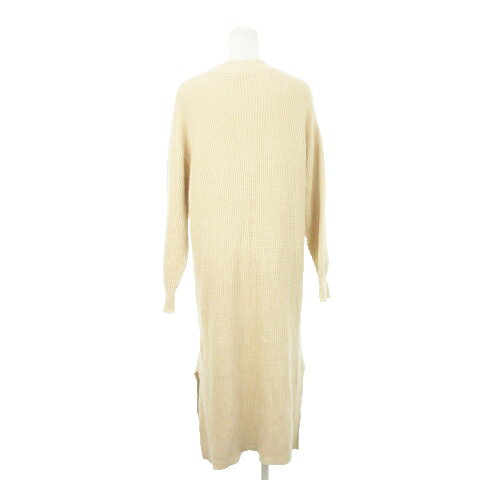 【中古】スタディオクリップ Studio Clip ワンピース ニット ロング 長袖 ワッフル編み サイドスリット カジュアル リラクシー F ベージュ /MN10 レディース 【ベクトル 古着】 241015