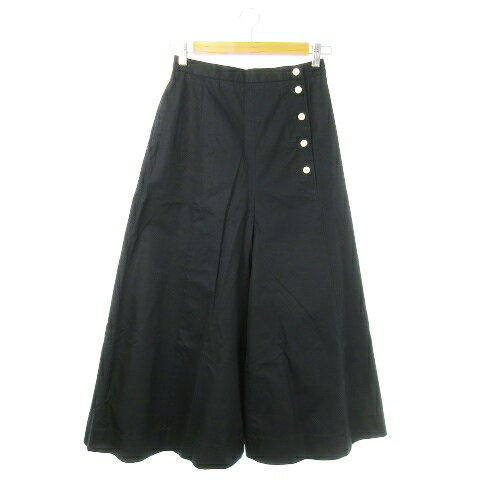 【中古】デミルクス ビームス Demi-Luxe BEAMS パンツ ワイド スカーチョ コットン ハリ感 ボタンデザイン 36 紺 ネイビー /AO16 レディース 【ベクトル 古着】 241016
