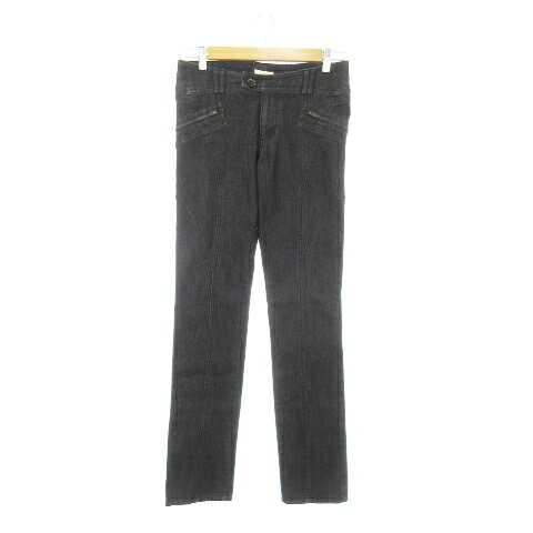 【中古】トラサルディ TRUSSARDI パンツ デニム ジーンズ スリム スキニー 立体縫製 アーチウエスト 38 ダークグレー /AH8 レディース 【ベクトル 古着】 241128