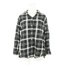 【中古】ニコアンド Niko and.. REGULAR SHIRT シャツ 開襟 オープンカラー 長袖 ワイヤー襟 フリンジ シワ加工 チェック 総柄 M 黒 ブラック /AH15 レディース 【ベクトル 古着】 241128