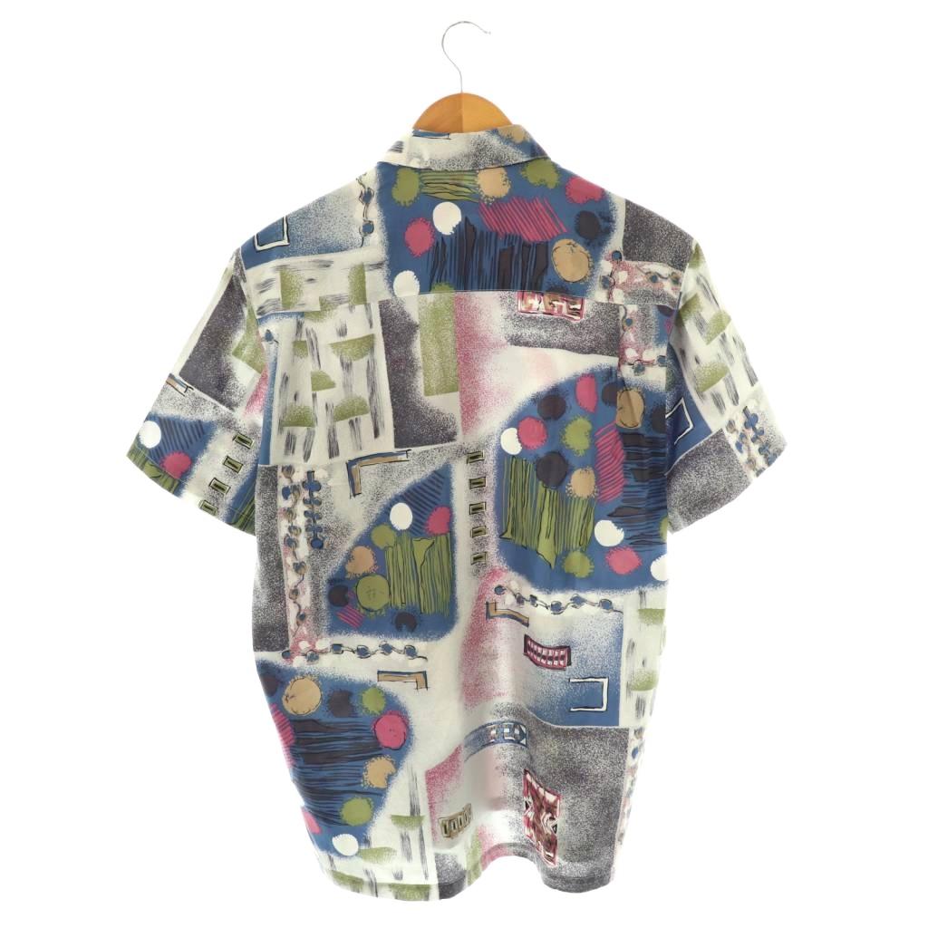 【中古】アーノルドパーマー Arnold Palmer シャツ 半袖 総柄 M ライトグレー マルチカラー /ES ■GY48 メンズ 【ベクトル 古着】 250918