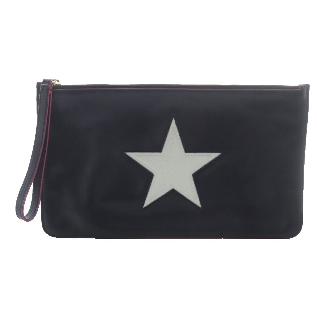 【中古】レッド ヴァレンティノ RED VALENTINO スター 星 クラッチバッグ セカンドバッグ ロゴ 黒 ブラ..