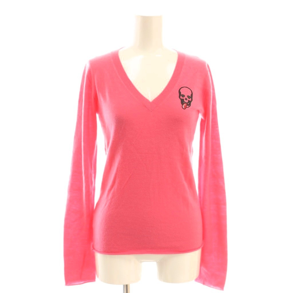 【中古】ルシアンペラフィネ LUCIEN PELLAT-FINET ニット プルオーバー Vネック スカル カシミヤ XS ピンク /DF ■GY57 レディース 【ベクトル 古着】 251114(4)