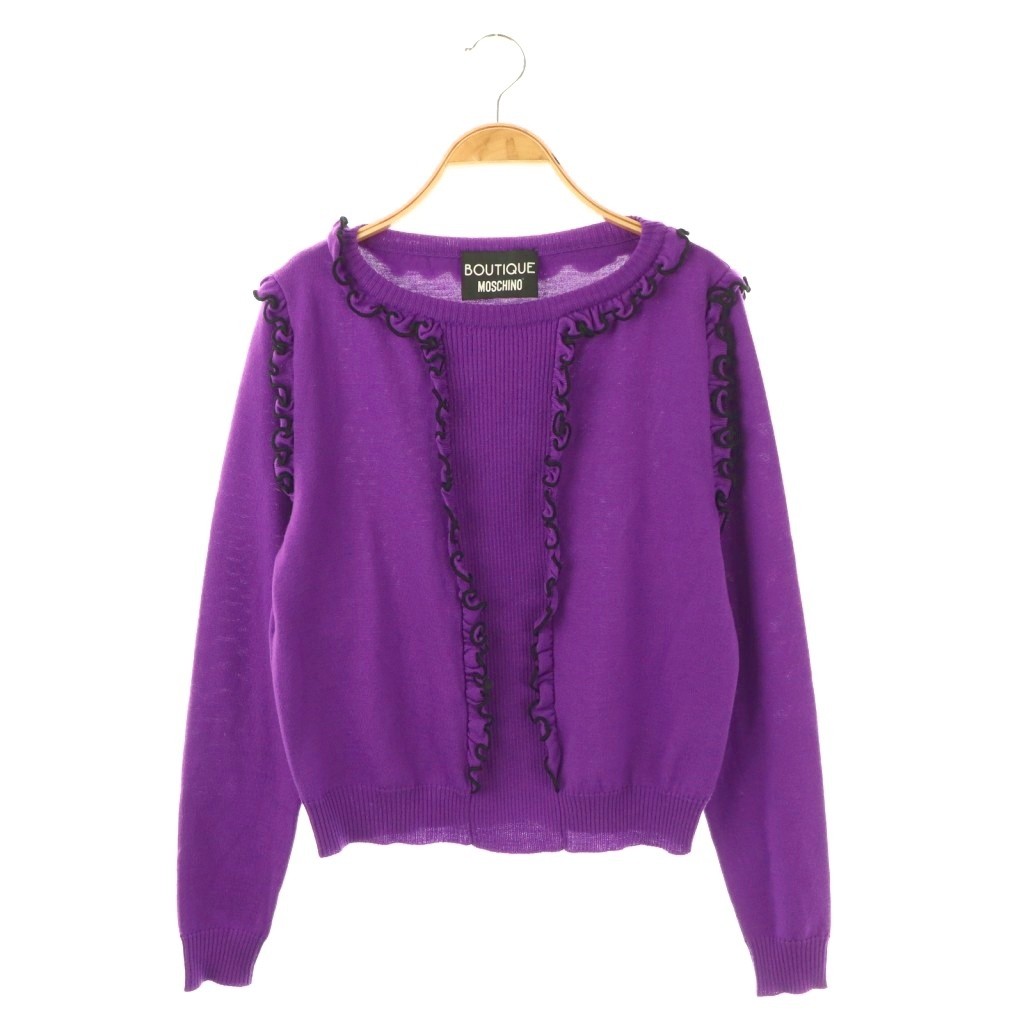 【中古】モスキーノ MOSCHINO ニット カットソー I42 パープル ブラック /DO ■GY57 レディース 【ベク..