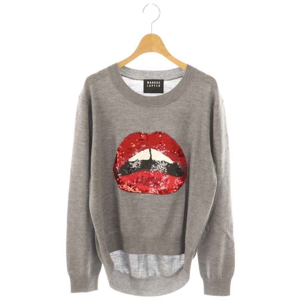 【中古】マーカスルプファー MARKUS LUPFER ニット セーター スパンコール XS グレー マルチカラー /ES ■GY57 レディース 【ベクトル 古着】 251201
