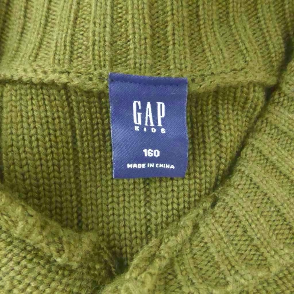 【中古】ギャップ GAP ショールカラー カーディガン ニット ミドル丈 160 カーキ /...