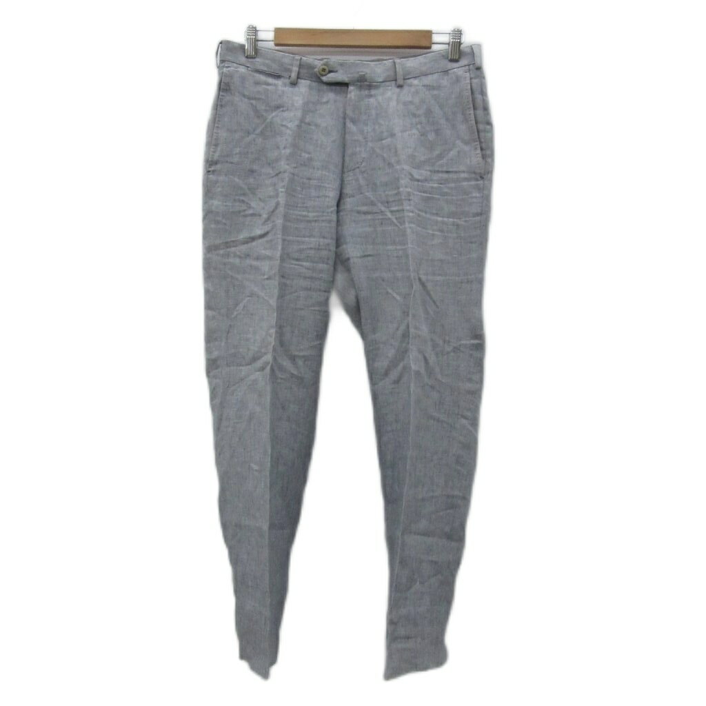 【中古】エルメネジルドゼニア Ermenegildo Zegna スラックスパンツ 麻 リネン ライトグレー アンクル..