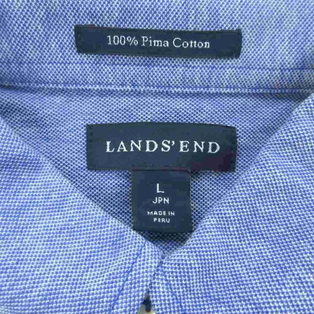 【中古】ランズエンド LANDS' END ポロシャツ ボタンダウン 長袖 L 青 ブルー /HO24 ■GY61 メンズ 【ベクトル 古着】 260109