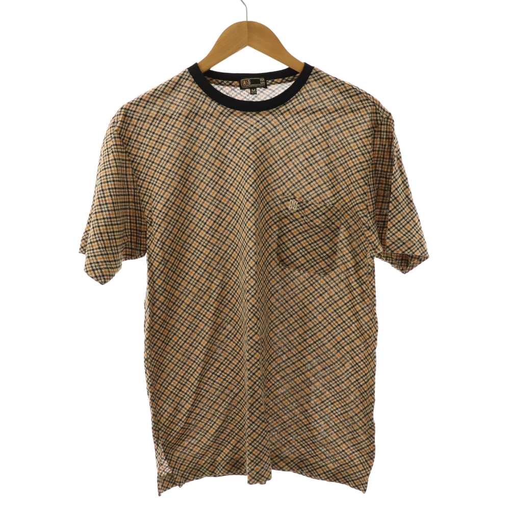 Rakuten - 【中古】ダックス DAKS Tシャツ M ベージュ 黒 オレンジ チェック柄 半袖 ラウンドネック /RP ■GY58 メンズ 【ベクトル 古着】 260113