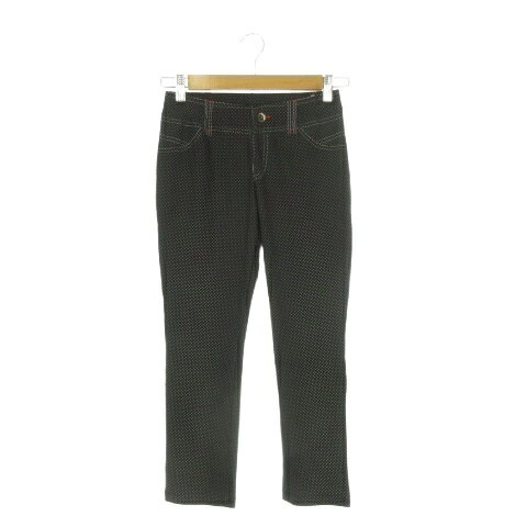 八分褲 - 【中古】クレージュ courreges レギパン スパッツ ストレッチ フェイクデザイン だまし絵 ドット 総柄 38 黒 ブラック /AH1 ■GY58 レディース 【ベクトル 古着】 260115