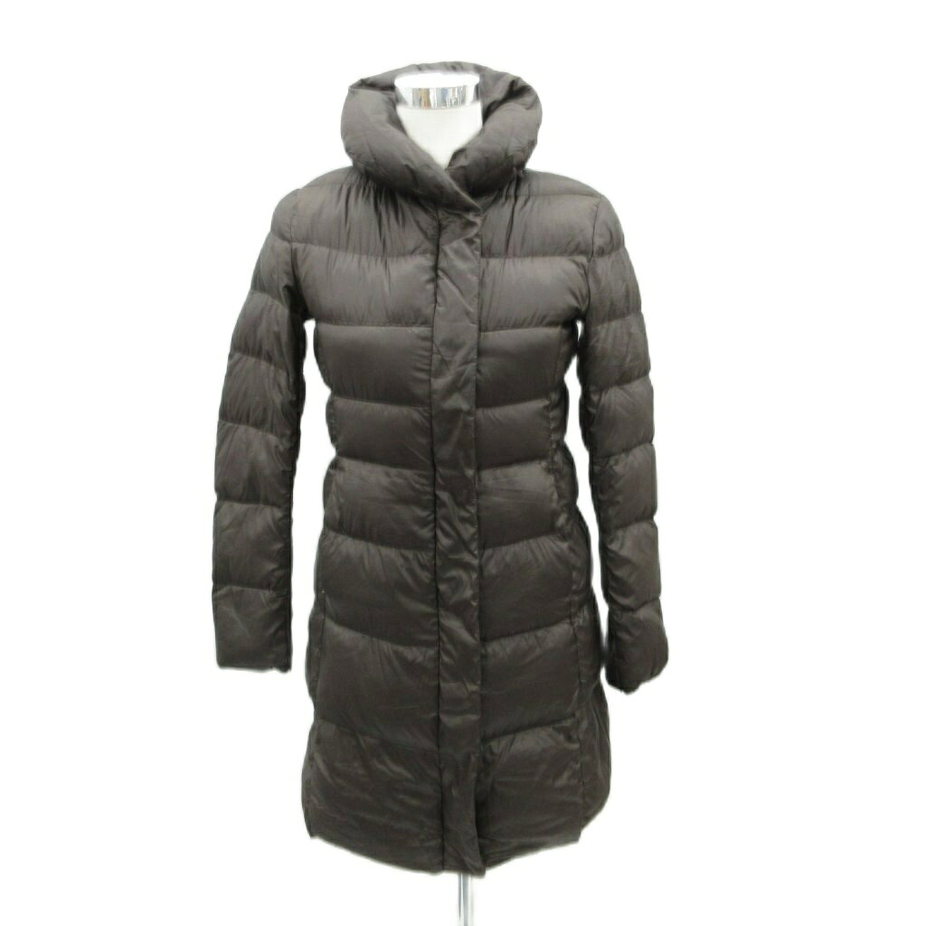 【中古】ユニクロ UNIQLO ダウンコート ロング丈 M 茶 ブラウン スタンドカラー /SM50 ■GY61 レディース 【ベクトル 古着】 260119