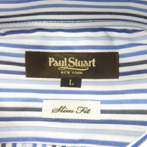 【中古】ポールスチュアート PAUL STUART Yシャツ ワイシャツ ボタンダウン 長袖 ストライプ SLIM FIT L 青 ブルー /AH4 ■GY61 メンズ 【ベクトル 古着】 260121