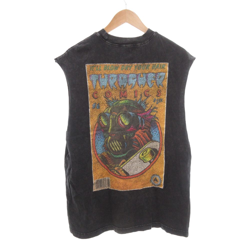 【中古】スラッシャー THRASHER ノースリーブTシャツ L チャコールグレー クルーネック グラフィックプリント /NL ■GY61 メンズ 【ベクトル 古着】 260123ブランドスラッシャー THRASHER表記サイズL実寸サイズ身幅：57cm　着丈：72cm　　素材綿色チャコールグレー状態・プリントにひび割れ ※全体的に中古品としての使用感とダメージがありますが、通常使用には支障のない商品です。 掲載写真や記載内容をご確認いただき、ご理解の上ご購入ください。備考品番:THMM-24SMNST01 株式会社トライオン こちらのお品物は店舗で保管しておらず、店頭販売出来かねます。（※お取り寄せも出来かねます）商品のお問い合わせの回答を休止しております。＊各商品ページの商品詳細等をご確認の上ご購入ください。【中古】スラッシャー THRASHER ノースリーブTシャツ L チャコールグレー クルーネック グラフィックプリント /NL ■GY61 メンズ 【ベクトル 古着】 260123状態ランク　”B”詳細については、下記および「状態ランクについて」ページをご覧ください。未使用・新品の商品ほぼ新品同様の商品使用感が少なく、かなり状態の良い商品使用感はあるが、傷や汚れの少ない商品使用感の他、傷や汚れが見られる商品かなり大きな傷みがある難あり商品※S〜CランクはUSED品となりますので、使用感をご理解の上でご入札下さい。状態ランクについてinformationブランドスラッシャー THRASHER表記サイズL実寸サイズ身幅：57cm　着丈：72cm　　素材綿色チャコールグレー状態・プリントにひび割れ ※全体的に中古品としての使用感とダメージがありますが、通常使用には支障のない商品です。 掲載写真や記載内容をご確認いただき、ご理解の上ご購入ください。備考品番:THMM-24SMNST01 株式会社トライオン こちらのお品物は店舗で保管しておらず、店頭販売出来かねます。（※お取り寄せも出来かねます）商品のお問い合わせの回答を休止しております。＊各商品ページの商品詳細等をご確認の上ご購入ください。本商品は一点物です他サイトや店舗にて販売している商品です。多少のお時間差にて欠品になることもございます。予めご了承頂ますようお願い致します。ベクトル・サイズガイドはこちらこの商品と同じブランドの商品を見る