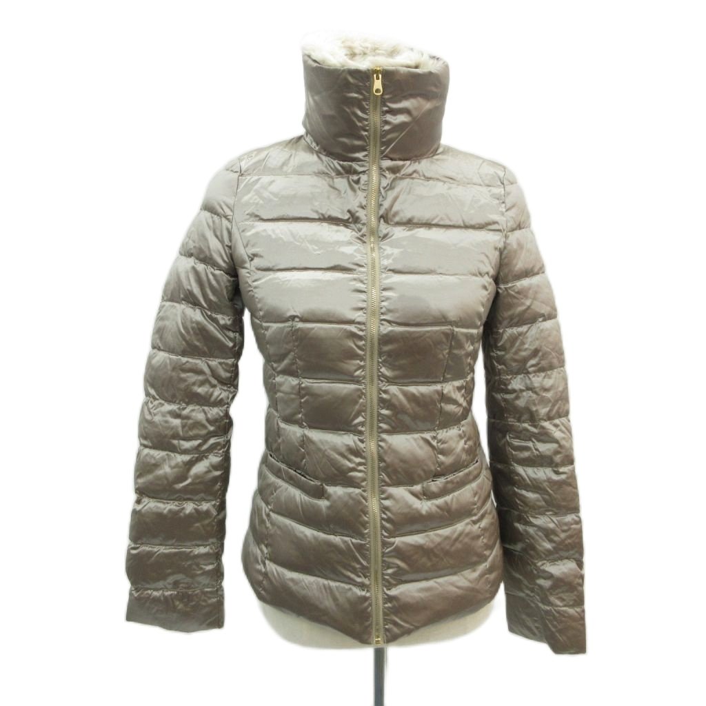 【中古】ベネトン BENETTON ダウンジャケット ミドル丈 上着 38 ベージュ フェイクファー メタリック /SM17 ■GY58 レディース 【ベクトル 古着】 260129