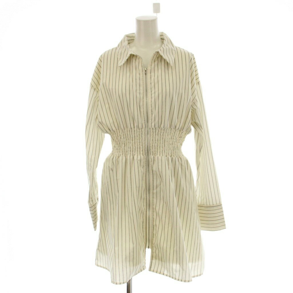 【中古】ヘザー Heather シャツワンピース ミニ丈 F 白 ホワイト ストライプ柄 長袖 ウエストシャーリング /LP ■GY58 レディース 【ベクトル 古着】 260127