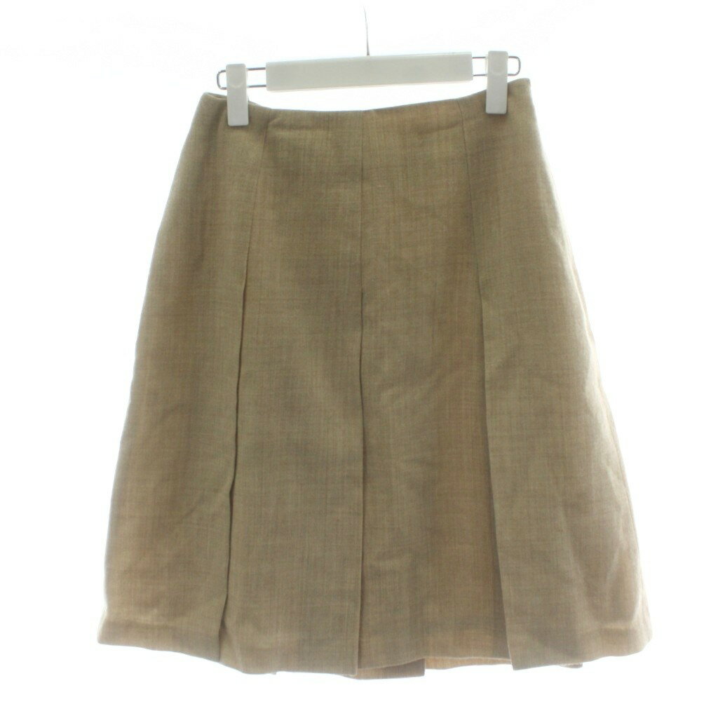 【中古】クミキョク 組曲 KUMIKYOKU スカート ウール 2 ベージュ 無地 プリーツ 膝丈 /PP ■GY58 レディース 【ベクトル 古着】 260128