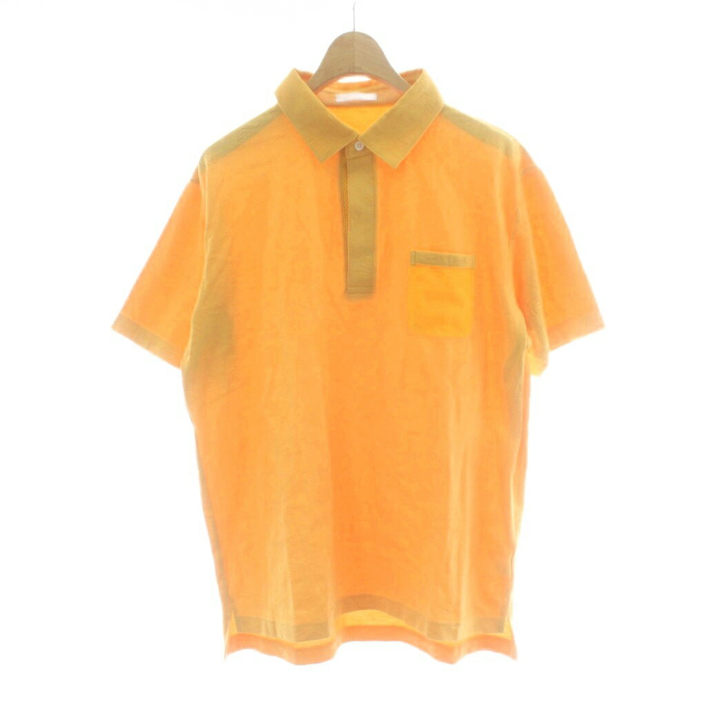 【中古】ヒールクリーク Heal Creek ポロシャツ 50 黄 イエロー 半袖 無地 胸ポケ...