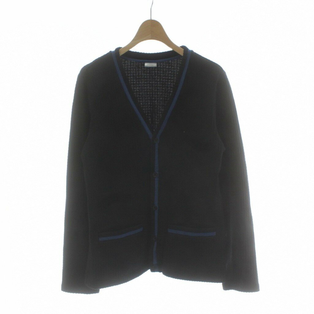 【中古】メンズティノラス MEN'S TENORAS カーディガン M 黒 ブラック 長袖 Vネック パイピングデザイン /PP ■GY58 メンズ 【ベクトル 古着】 260128(4.0)