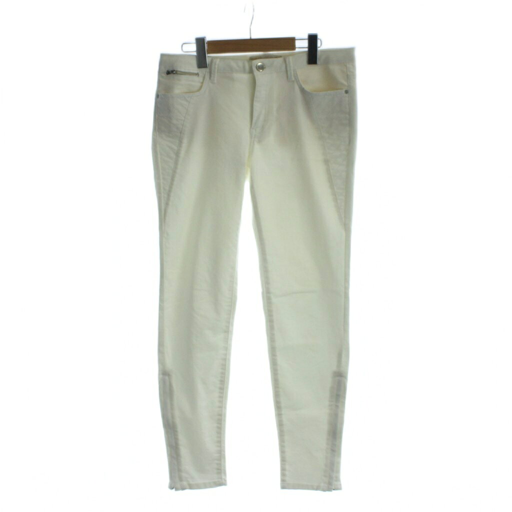 【中古】ザラ ベーシック ZARA BASIC デニムパンツ ジーンズ M 白 ホワイト ジッパーポケット 裾ジッパー スキニーシルエット /LP ■GY58 レディース 【ベクトル 古着】 260128