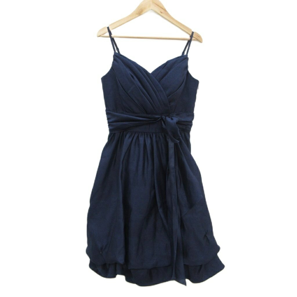 【中古】ヴィーノステラ Vino Stella パーティードレス キャミソールワンピース 9AR 紺 ネイビー リボン バルーンスカート ひざ丈 /YS46 ■GY58 レディース 【ベクトル 古着】 260202