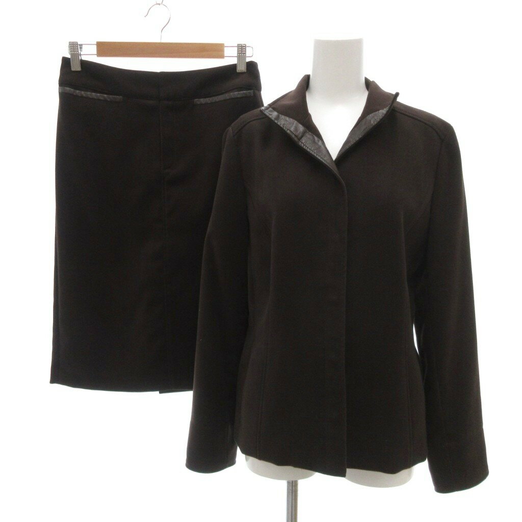 【中古】トランスワーク TRANS WORK セットアップ ジャケット ひざ丈スカート 9 11 茶 ブラウン /UO ■GY58 レディース 【ベクトル 古着..
