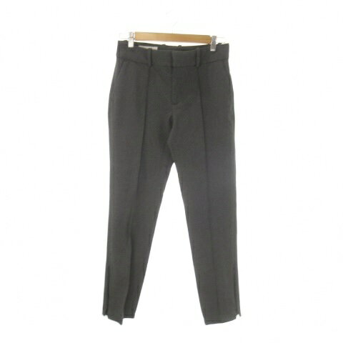 Cropped Pants - 【中古】ザラ ZARA スラックスパンツ S グレー 無地 センターシーム 裾スリットファスナー /CK49 ■GY58 レディース 【ベクトル 古着】 260206