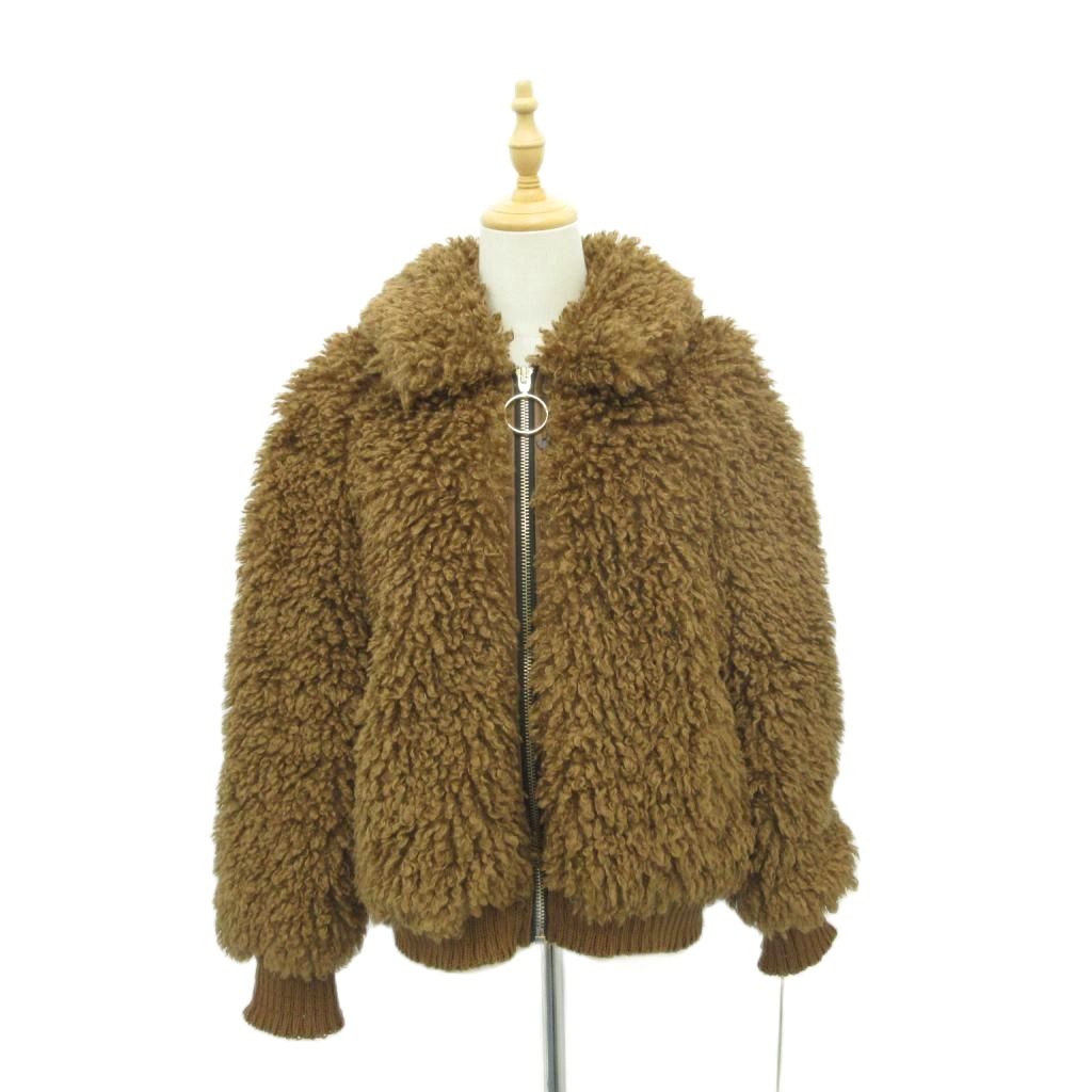 Other Jackets Jumpers - 【中古】ザラ トラファルック ZARA Trafaluc プードルファージャケット 上着 ミドル丈 M 茶 ジップアップ /SY32 ■GY63 レディース 【ベクトル 古着】 260204