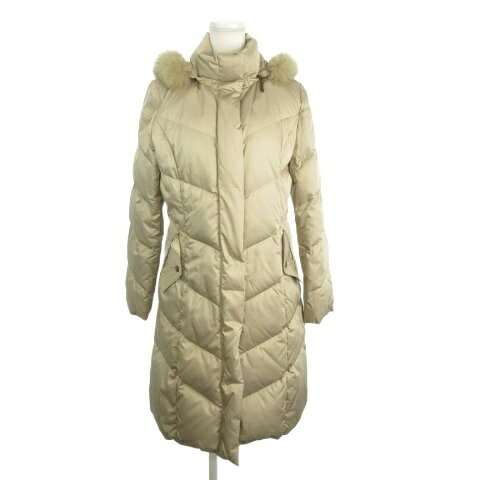 樂天商城 - 【中古】ミッシェルクラン MICHEL KLEIN ダウンコート ロング丈 フーディー フォックスファー 40 ベージュ FMVAT-66470 /AH1 ■ECC001 レディース 【ベクトル 古着】 260220