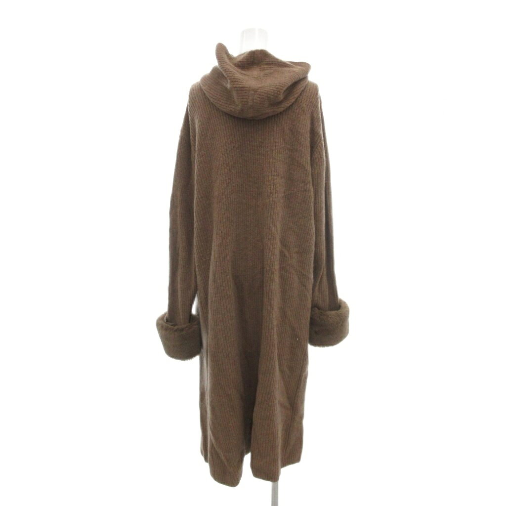 【中古】ミラオーウェン Mila Owen 袖口エコファー片畦ニットカーディガン ガウン ボタンレス ロング丈 1 茶 ブラウン /YJ ■ECC001 レディース 【ベクトル 古着】 260328 vectorpremium-18994828 ブランド古着ベクトルプレミアム店 サンプル画像2