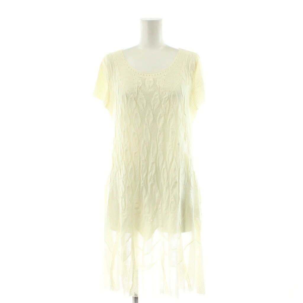 Rakuten - 【中古】ヒロココシノ HIROKO KOSHINO カットソー ニット チュニック 40 白 ホワイト 透かし編み 半袖 /GP ■GY60 レディース 【ベクトル 古着】 260211