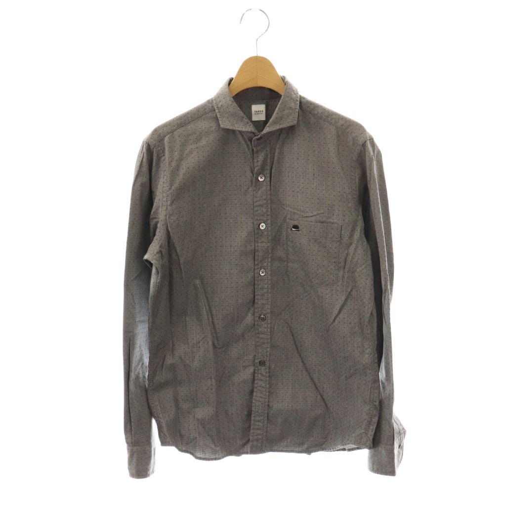 【中古】タケオキクチ TAKEO KIKUCHI シャツ 長袖 総柄 3 グレー ピンク ブラック /DO ■ECB001 メンズ 【ベクトル 古着】 260212