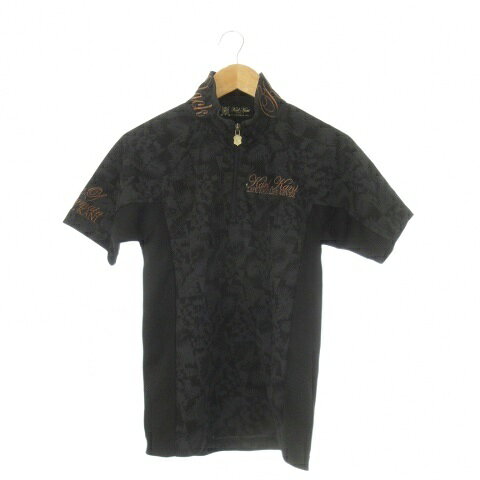 【中古】カールカナイ Karl Kani GOLF シャツ ゴルフ S 黒 ブラック 半袖 総柄 ハ...