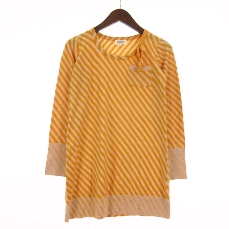 【中古】ソニア ソニアリキエル SONIA SONIA RYKIEL カットソー チュニック 長袖 ストライプ イエロー 38 ■ECA001 レディース 【ベクトル 古着】 260320