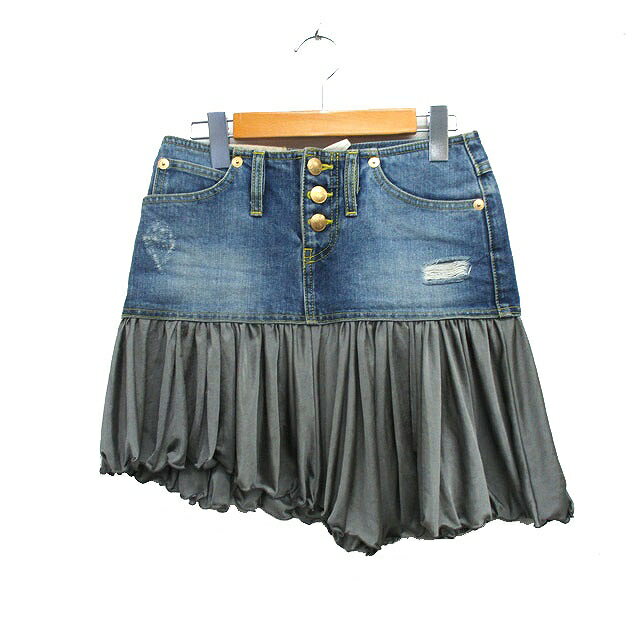 Rakuten - 【中古】ダブルスタンダードクロージング ダブスタ DOUBLE STANDARD CLOTHING デニム スカート ミニ ドッキング ダメージ加工 36 ブルー 青 /KT10 レディース 【ベクトル 古着】 260323