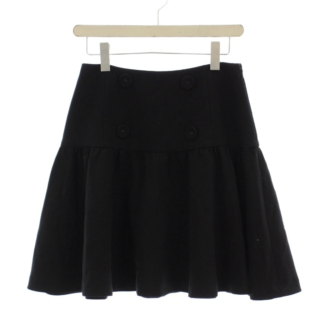 【中古】ランバンオンブルー LANVIN en Bleu フレアスカート ミニ丈 38 黒 ブラック 無地 /LP ■ECE003 レディース 【ベクトル 古着】 260313