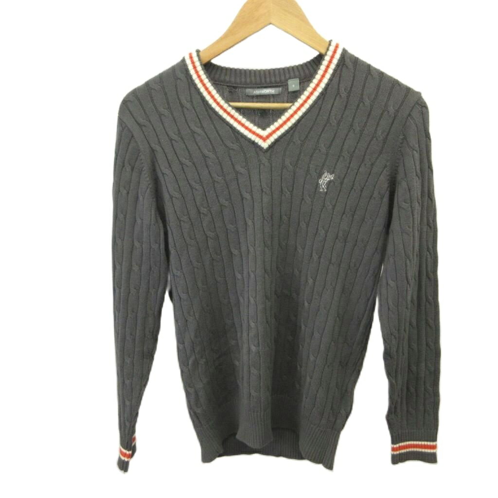 【中古】アシュワース ASHWORTH ニット セーター S グレー ケーブル編み 長袖 /RN ■ECA003 メンズ 【ベクトル 古着】 260324
