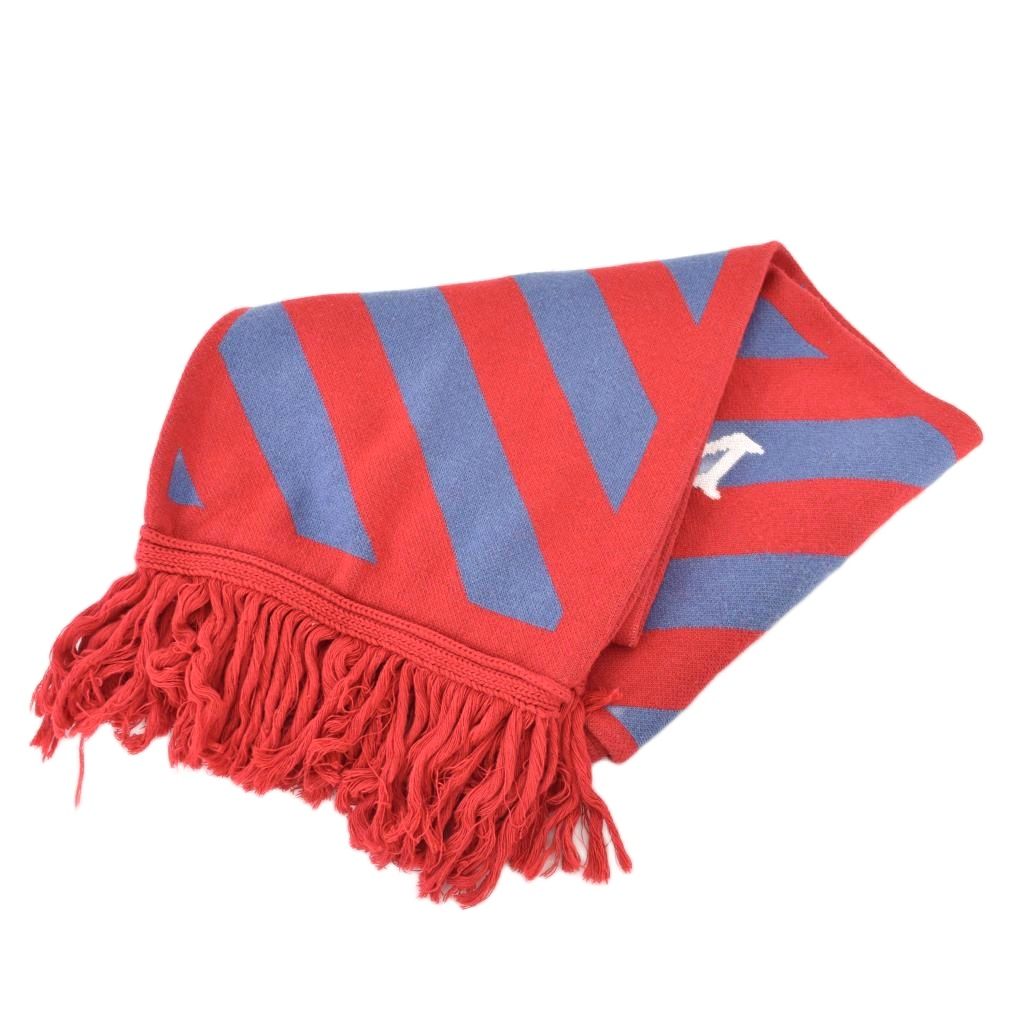 【中古】オフホワイト OFF WHITE マフラー ロゴ フリンジ O/S 赤 レッド OMMA001F2...