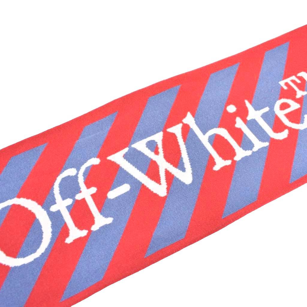 【中古】オフホワイト OFF WHITE マフラー ロゴ フリンジ O/S 赤 レッド OMMA001F2...