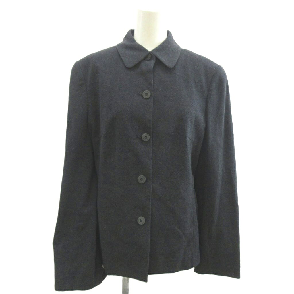 Rakuten - 【中古】エヴェックス バイ クリツィア EVEX by KRIZIA ジャケット 上着 40 チャコールグレー 丸襟 長袖 無地 /NP ■ECB002 レディース 【ベクトル 古着】 260402