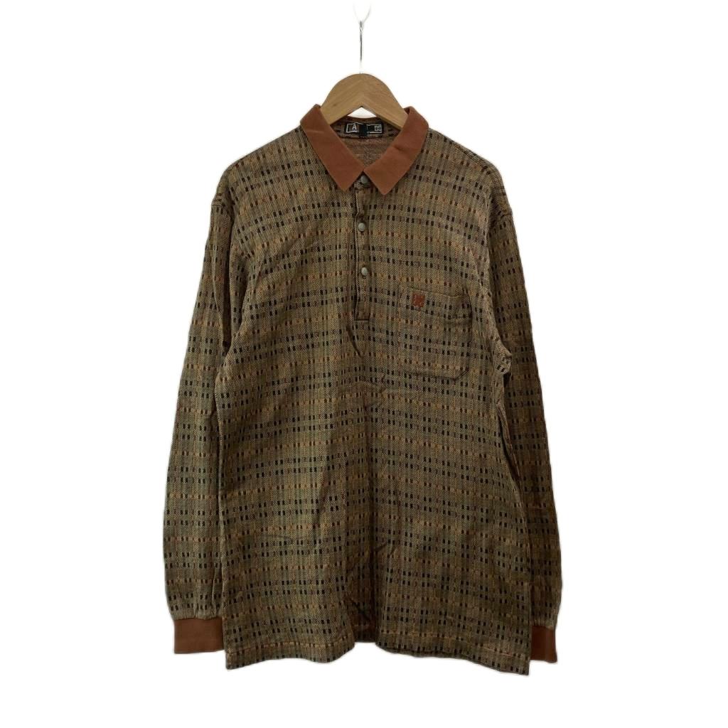 其它 - 【中古】ダックス DAKS ポロシャツ L 茶 ブラウン チェック柄 長袖 胸ポケット /PP ■ECC003 【ベクトル 古着】 260403
