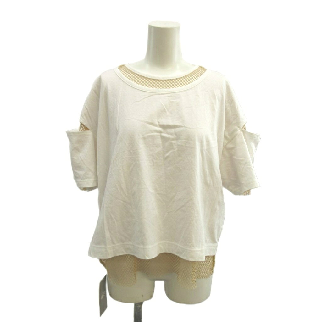 Garments - 【中古】未使用品 レイビームス Ray Beams Tシャツ FREE 白 ホワイト 半袖 ラウンドネック メッシュレイヤード /YU ■GY99 レディース 【ベクトル 古着】 260406