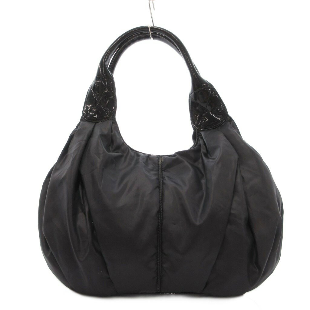 【中古】ジッツォインターナショナル JIZZO INTERNATIONA ハンドバッグ 黒 ブラック ギャザーデザイン キルティング 光沢素材 /SX ■GY59 【ベクトル 古着】 260417