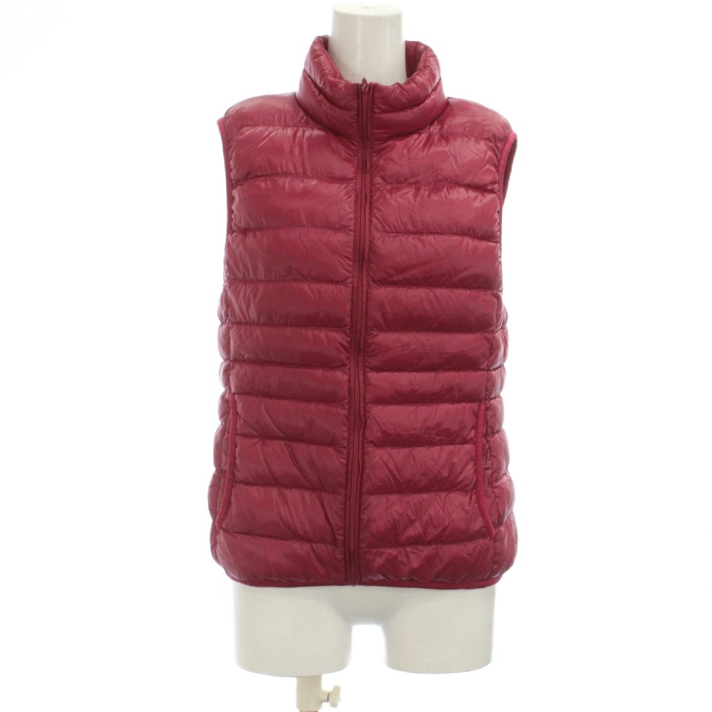 【中古】ユニクロ UNIQLO ダウンベスト M 赤 スタンドカラー /JP レディース 【ベクトル 古着】 260402