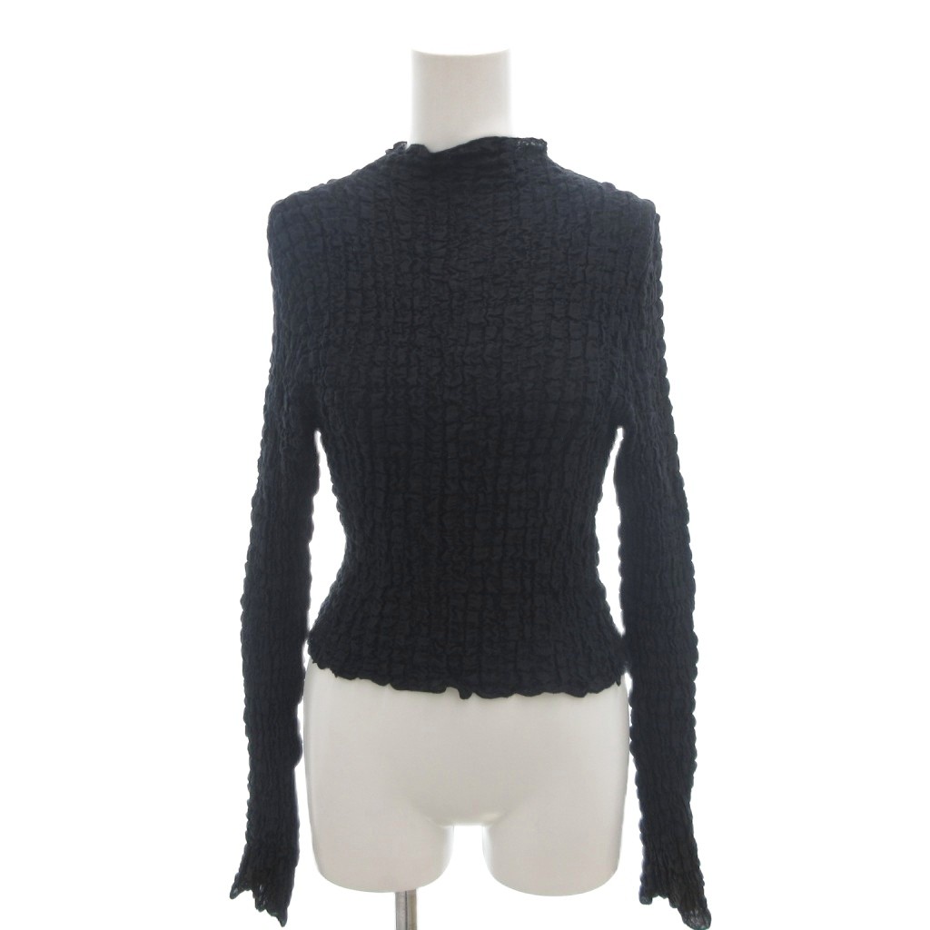 【中古】ジルスチュアート JILL STUART シャーリングカットソー ブラウス F 黒 ブラック リップル生地 長袖 /YF ■GY62 レディース 【ベクトル 古着】 260420