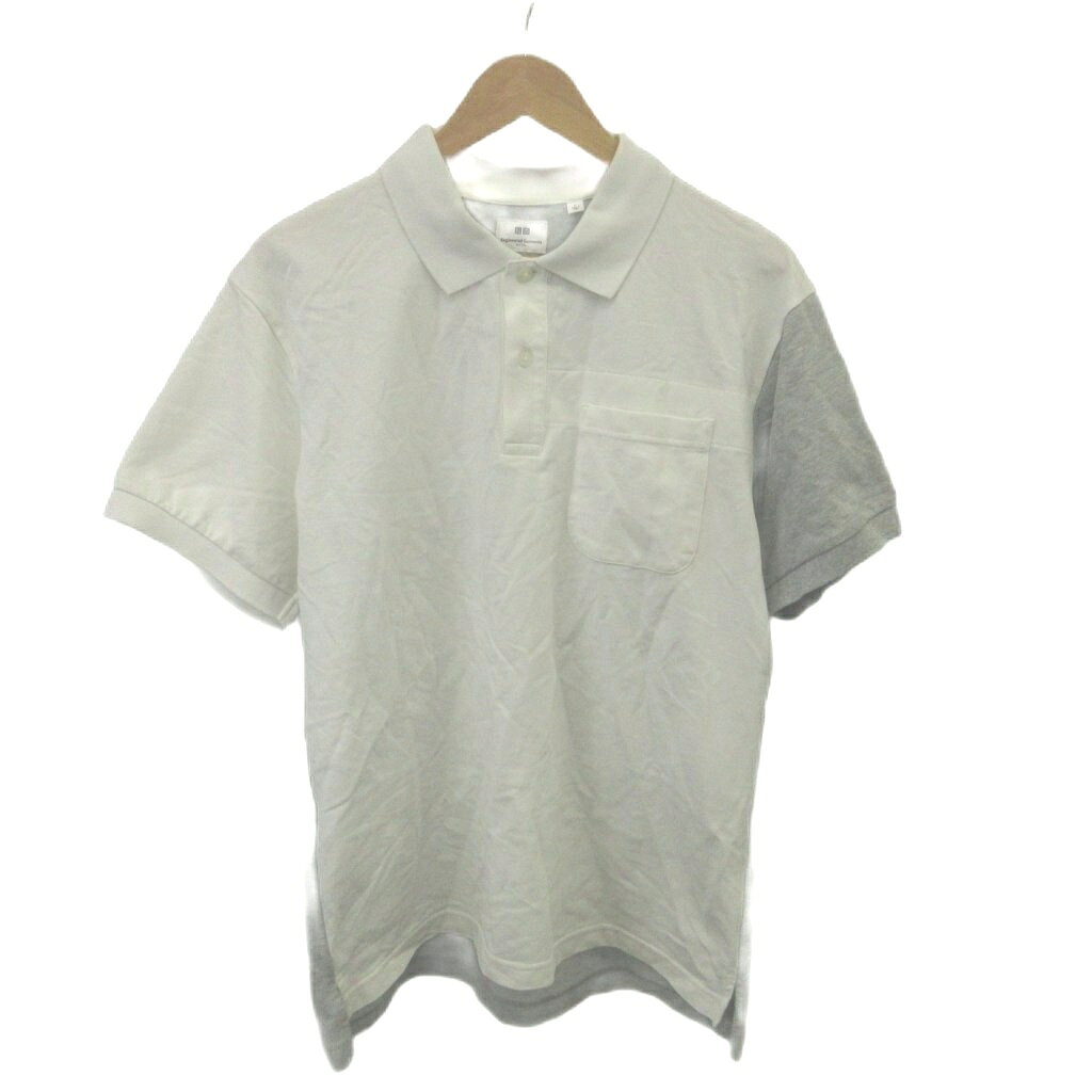 【中古】ユニクロ UNIQLO エンジニアドガーメンツ Engineered Garments ポロシャツ L 白 ホワイト グレー 襟付き 半袖 切り替えデザイン/NP ■ECA004 メンズ 【ベクトル 古着】 260409