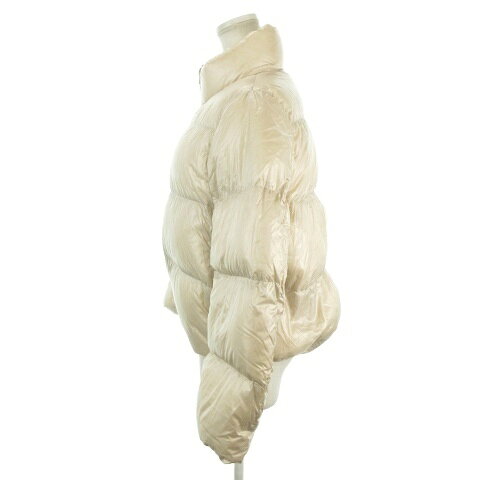 【中古】ユニクロ UNIQLO ULTRA LIGHT DOWN ダウンジャケット ポーチ付き M ライトベージュ スタンドカラー 長袖 /AH28 ■ECA004 レディース 【ベクトル 古着】 260416