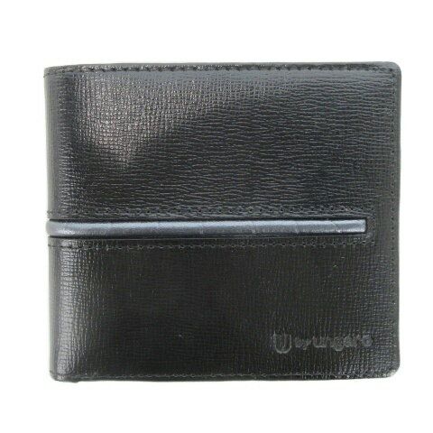 【中古】ユーバイウンガロ U by ungaro 二つ折り財布 レザー 革 ライン ロゴ片押し 小銭入れあり 黒 ブラック /CK21 ■GY59 メンズ 【ベクトル 古着】 260420