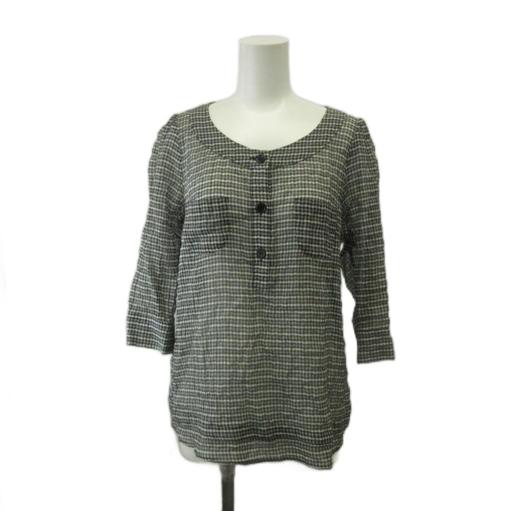 【中古】ソニア ソニアリキエル SONIA SONIA RYKIEL カットソー ブラウス 絹 シルク 32 グレー チェック柄 ラウンドネック 七分袖 /KK レディース 【ベクトル 古着】 260423 vectorpremium-19046732 ブランド古着ベクトルプレミアム店 パッケージ画像