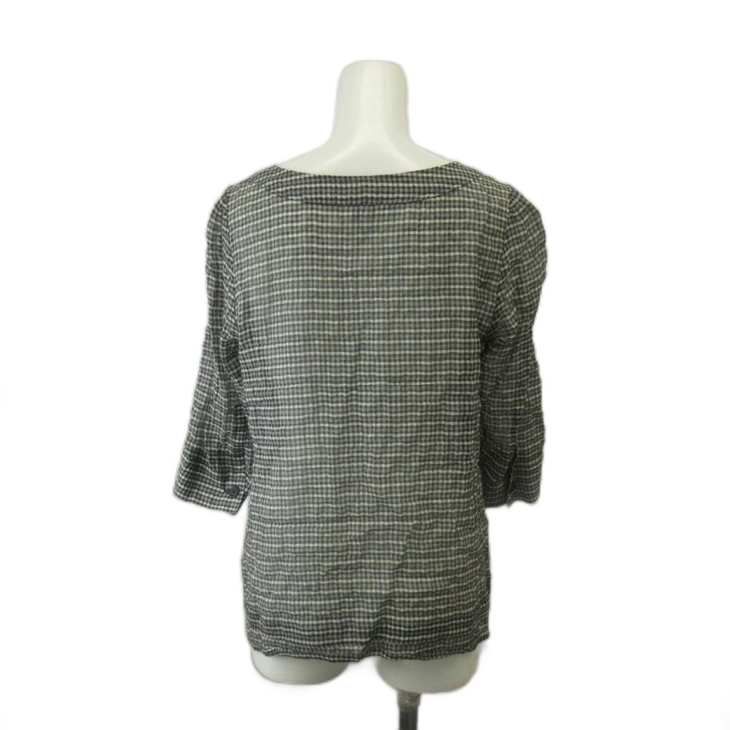 【中古】ソニア ソニアリキエル SONIA SONIA RYKIEL カットソー ブラウス 絹 シルク 32 グレー チェック柄 ラウンドネック 七分袖 /KK レディース 【ベクトル 古着】 260423 vectorpremium-19046732 ブランド古着ベクトルプレミアム店 サンプル画像3